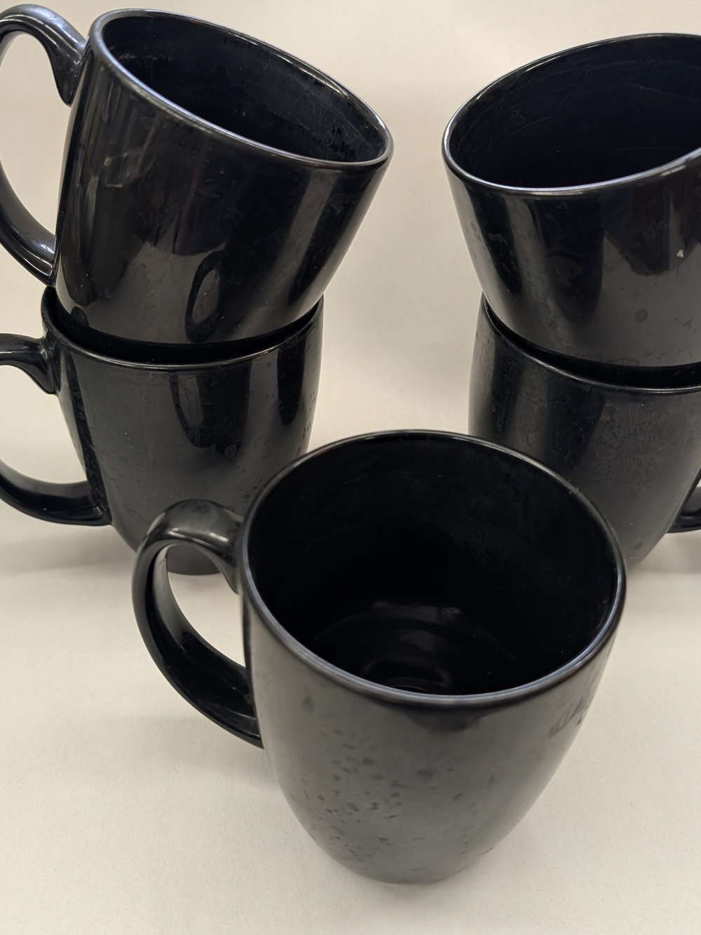 Black Ceramic Correlle Coffee Mug - Set of 5